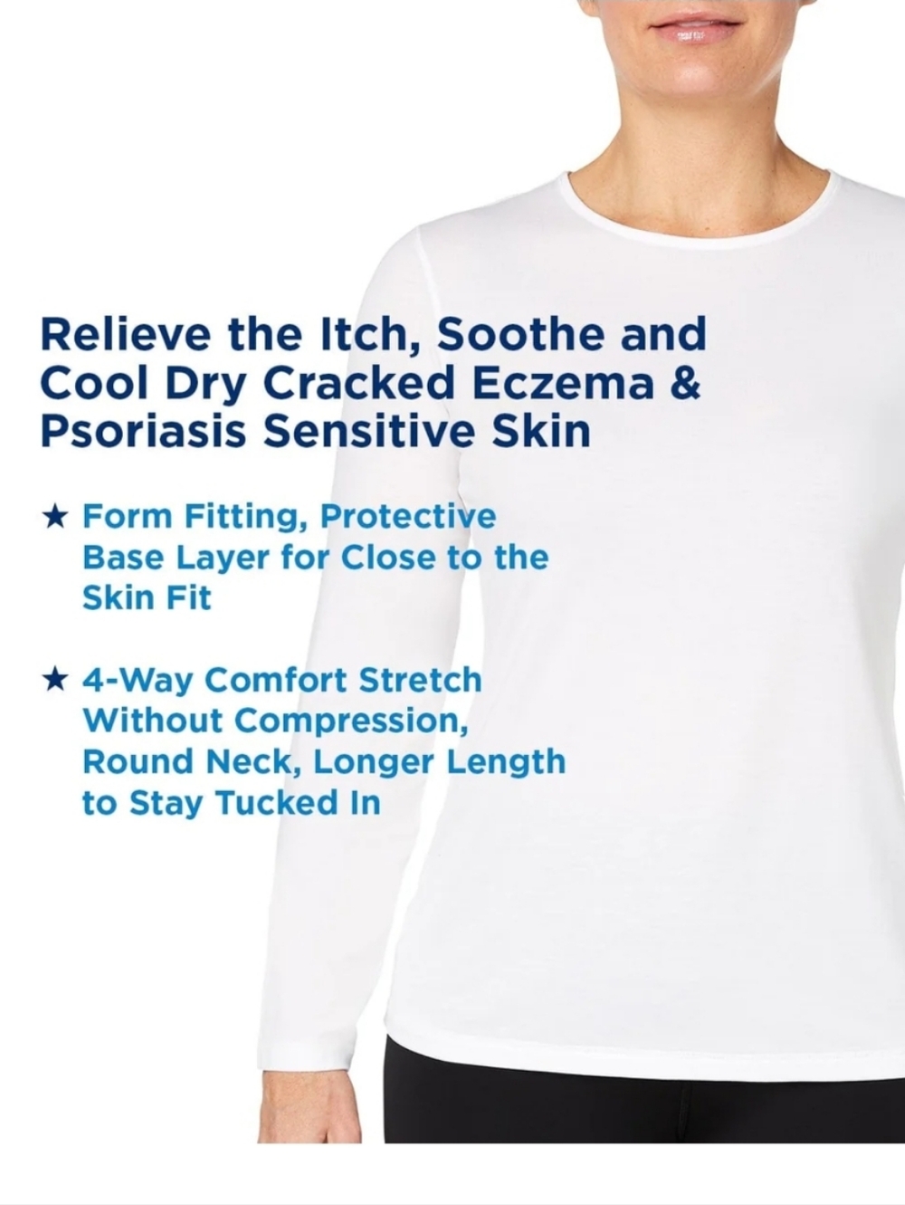 NEW Soothems Women's Long Sleeve Undershirt for Eczema and Psoriasis Relief Sz S